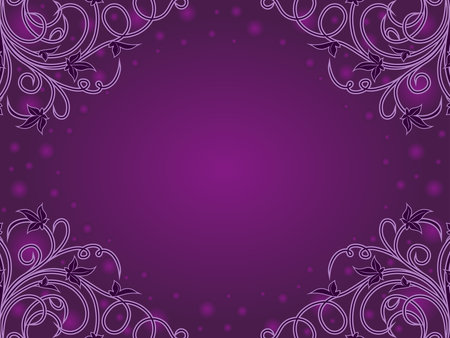Greeting card with elements of plants, circle and a gradient in purple huesのイラスト素材