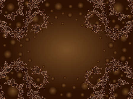 Romantic postcard with floral elements and circles in brown and beige colorsのイラスト素材