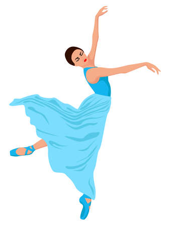 Elegant ballerina in a pale blue dress, hand drawing vector, isolated on the white backgroundのイラスト素材