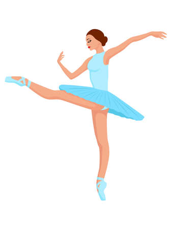 Beautiful ballerina in pale blue tutu dress, hand drawing vector, isolated on the white backgroundのイラスト素材