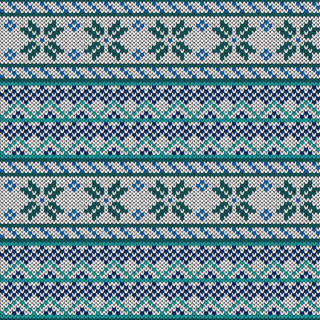 Knitting seamless vector pattern as a fabric texture in turquoise, blue and white color as a fabric textureのイラスト素材