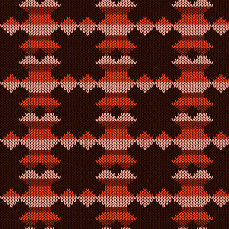 Seamless knitted vector pattern as a fabric texture in brown and orange huesのイラスト素材