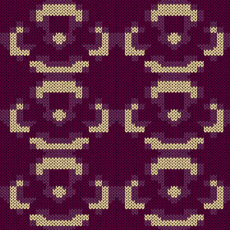 Muted knitting seamless vector pattern as a fabric texture in magenta and beige hues as a fabric textureのイラスト素材