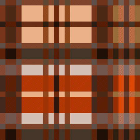 Contrast multicolor tartan Scottish seamless pattern in orange and brown hues with diagonal lines, texture for tartan, plaid, tablecloths, clothes, bedding, blankets and other textileのイラスト素材