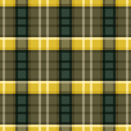 Rectangular seamless vector pattern as a tartan plaid in khaki, yellow and green hues, texture for...