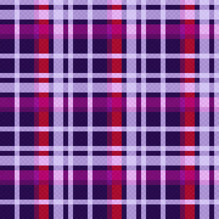 Motley seamless rectangular vector pattern as a tartan plaid mainly muted violet, magenta and red hues, texture for flannel shirt, plaid, clothes and other textileのイラスト素材