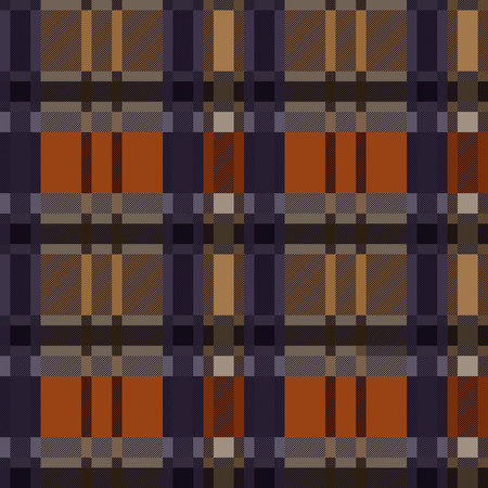 Tartan Scottish seamless pattern in muted violet, orange and brown colors with diagonal lines, texture for flannel shirt, plaid, tablecloths, clothes, blankets and other textileのイラスト素材