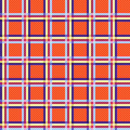 Rectangular seamless vector pattern as a tartan plaid mainly in orange, blue and violet hues, texture for flannel shirt, plaid, tablecloths, clothes, blankets and other textileのイラスト素材