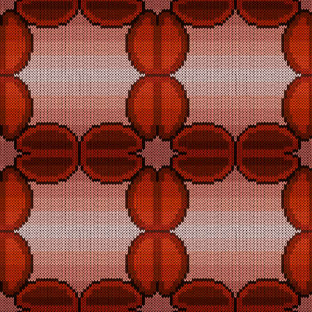 Seamless knitting ornate in brown, beige and orange colors vector pattern as a fabric texture, for plaid, clothes, blankets and otherのイラスト素材
