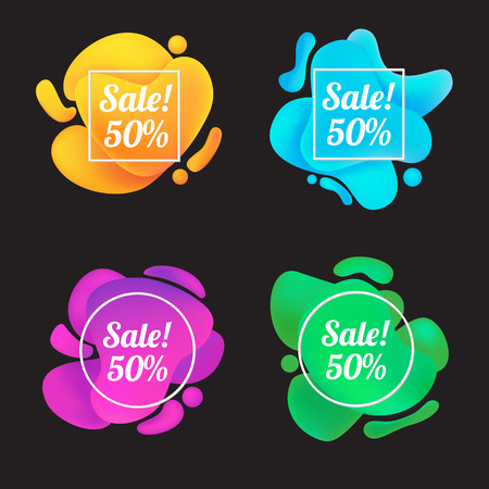Abstracts banners for sale. Set of liquid color shapes. Abstracts sale banners. Fluid design. Vector illustration.のイラスト素材