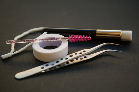 equipment for eyelash extensions on a dark background. High quality photoの写真素材