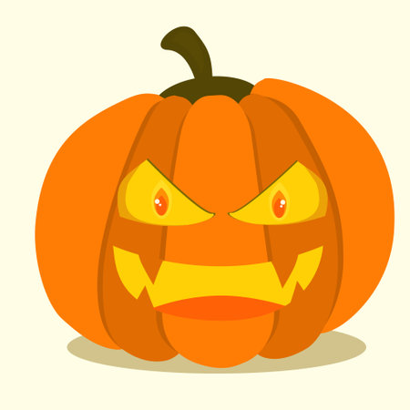 The main symbol of the Happy Halloween holiday. Orange pumpkin with smile for your design for the holiday Halloweenのイラスト素材