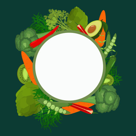 a set of vegetables with space for text. The concept of proper nutrition and dietsのイラスト素材