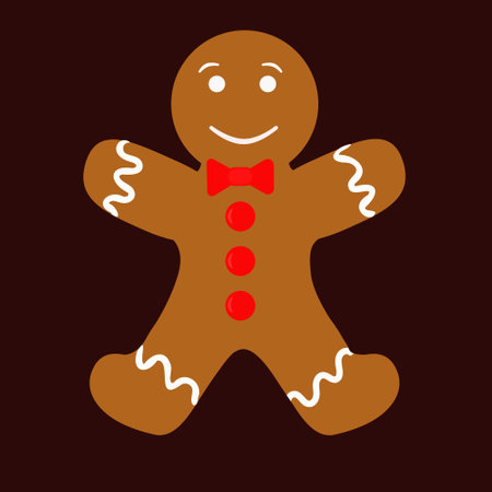 holiday illustration with gingerbread man, traditional Christmas pastryのイラスト素材