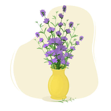 vector illustration of a bouquet of purple lavender sprigs. The theme of spring and holiday greetingsのイラスト素材