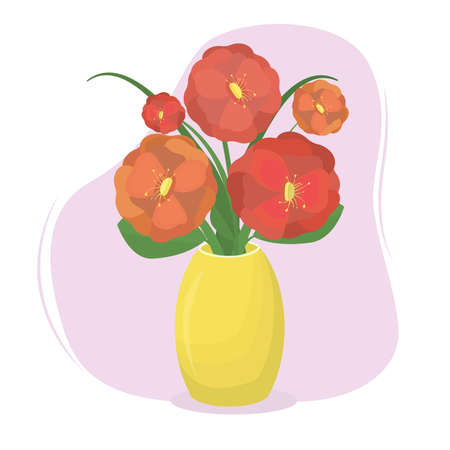vector illustration of a bouquet of peonies in a vase. The theme of spring and holiday greetingsのイラスト素材