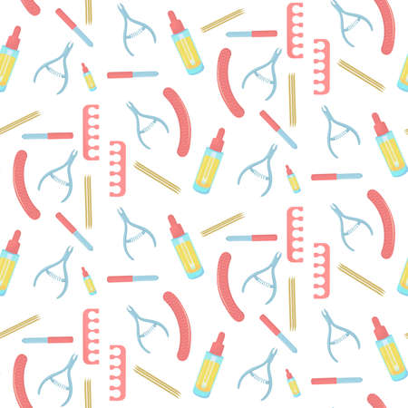 vector pattern on the theme of manicure and pedicure on a white backgroundのイラスト素材