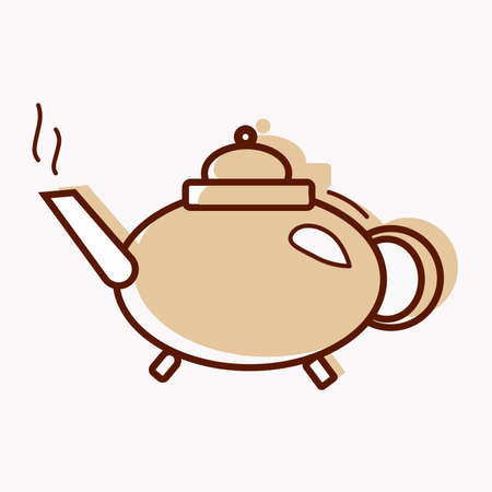 vector illustration of a teapot isolated on a white background, outline styleのイラスト素材