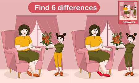 entertaining children's vector illustration mindfulness game find 6 differencesのイラスト素材