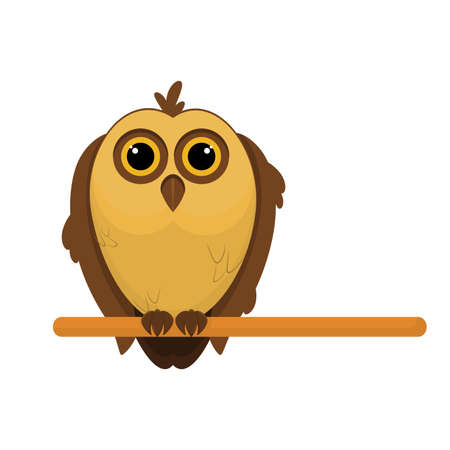 vector illustration of an owl sitting on a branch isolated on a white backgroundのイラスト素材