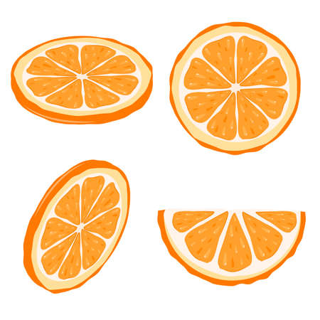vector illustration of orange slices in isometry, isolated on a white backgroundのイラスト素材