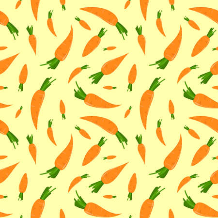 vector pattern with carrots of different shapes on a light background. The theme of healthy eating and seasonal plantingのイラスト素材