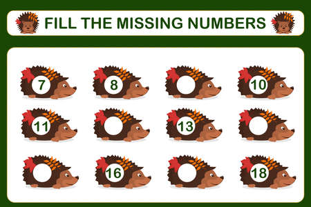 a children's math game called "fill the missing numbers". vector illustration. Worksheet for childrenのイラスト素材