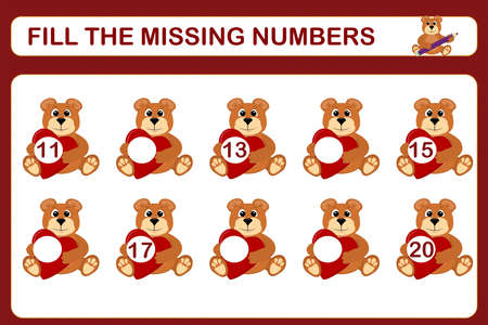a children's math game called "fill the missing numbers". vector illustration. Worksheet for childrenのイラスト素材
