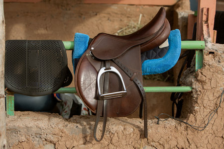 photo a saddle for a horse. The theme of equestrian sportsの写真素材