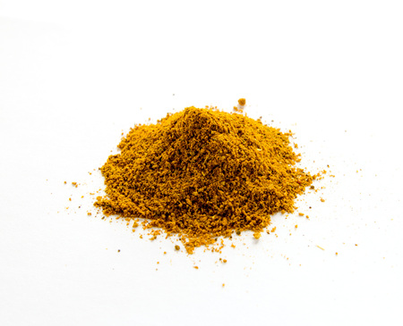 Powder curry isolated on white background. Close-up.の写真素材