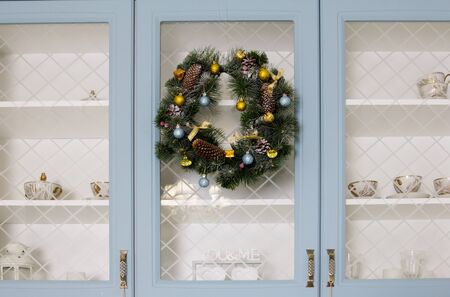 Living room in style of Provence with a Christmas decor. Holiday background. New Year's decorations.の写真素材