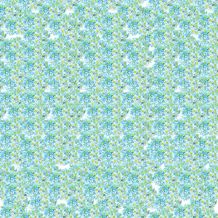 watercolor chamomile flowers seamless pattern on a white backgroundの写真素材