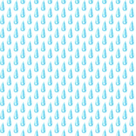 watercolor rain seamless water drop pattern illustration on white backgroundの写真素材
