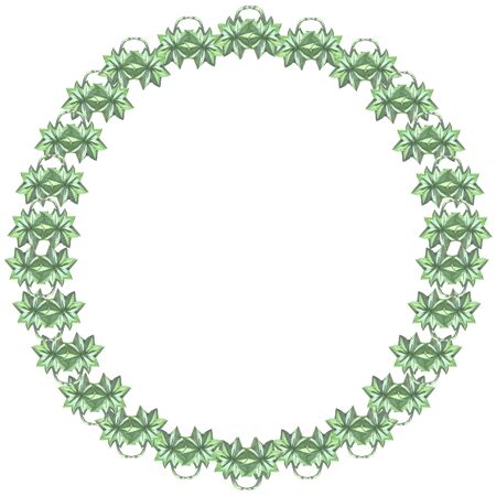 beauty in nature watercolor on a white background green leaves round frameの写真素材