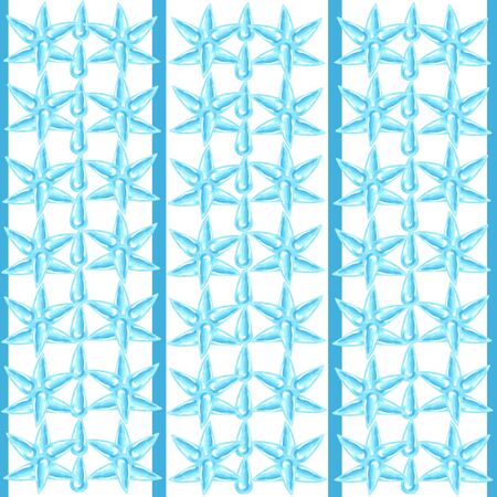 blue dew drop flower seamless pattern watercolor white background stripes wallpaper freshness illustrationの写真素材