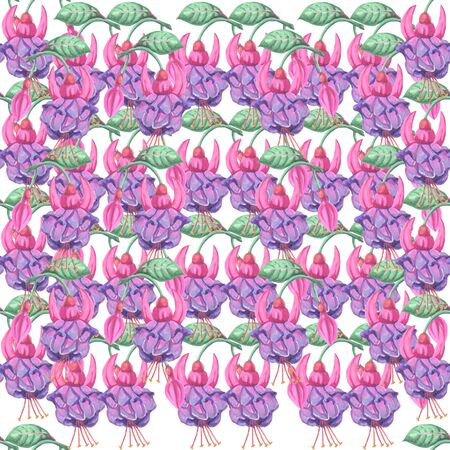 flower plant nature watercolor on white background wallpaper seamless patternの写真素材