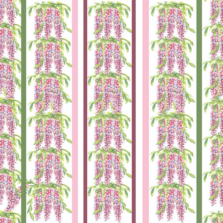 seamless pattern, wallpaper, red brush berries, watercolor on a white background, illustration, flower.の写真素材