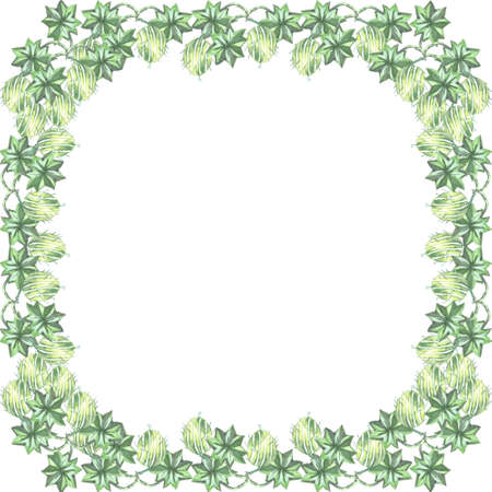 gooseberry plant frame square watercolor on white backgroundの写真素材