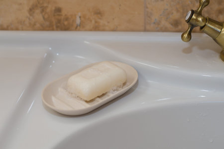 white bar of soap in a dish