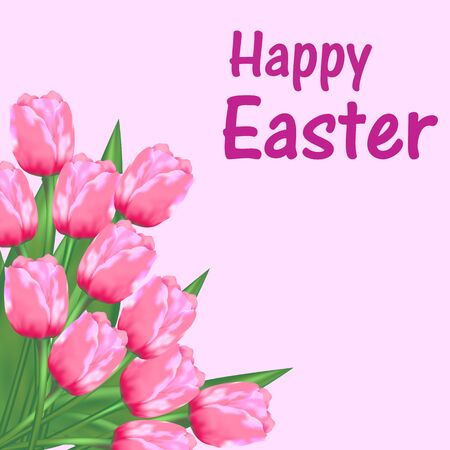 Greeting card with pink tulipsのイラスト素材