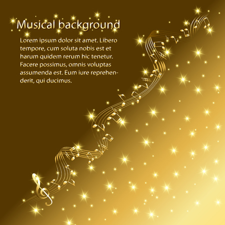 Greeting card with gold staveのイラスト素材