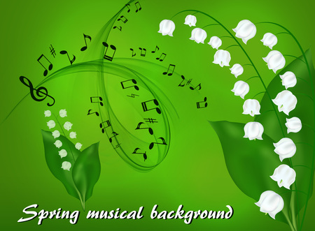 Abstract musical background with a bouquet of lilies of the valleyのイラスト素材