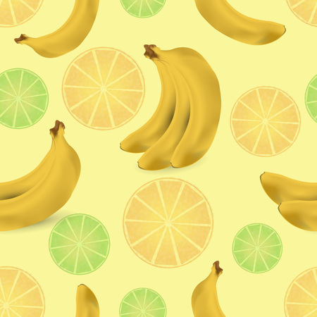 Pattern with citrus and bananas illustration.のイラスト素材