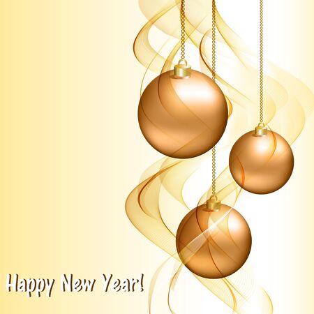 Christmas card with golden ballsのイラスト素材
