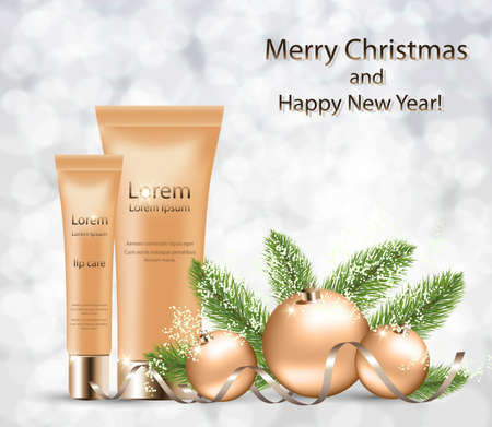 Christmas gift for cosmeticsのイラスト素材