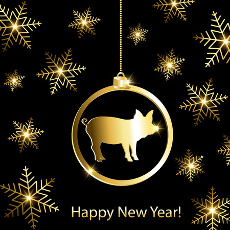 Greeting cards with a Christmas and a New Year of the pigのイラスト素材