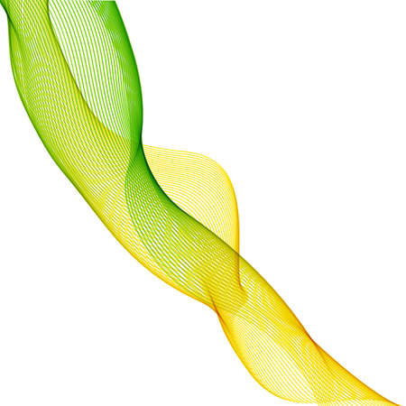 Abstract yellow and green waves on white backgroundのイラスト素材