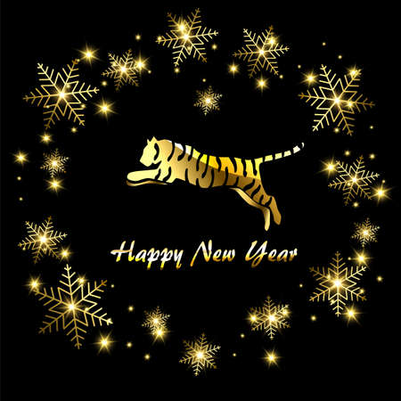 New year greeting card with 2022 year of the tigerのイラスト素材