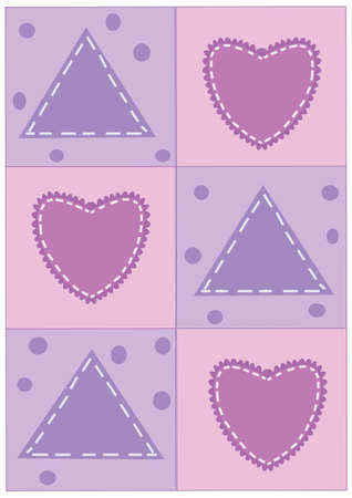 appliquÃ© hearts on a pink background pictureのイラスト素材