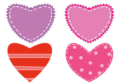 appliquÃ© fabric hearts isolatedのイラスト素材
